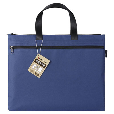 

Coix Double-layer transaction bag zipper bag briefcase laptop bag conference bag blue A8158
