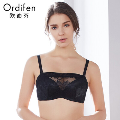 

Odifen Tube Top Bra Ordifen Comfortable Breathable Underwear Gathering Adjustable Bandeau Bra XB7629 Black 3680C