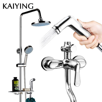 

KAIYING Bathroom Rainfall Shower Faucet Set Bathtub Mixer Tap Shower Column With Womens Nozzle Wall Mounted Bath Shower Set840