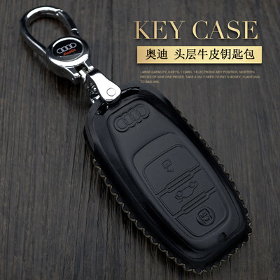 

Car Dage Audi key A6L leather key case for Q7Q5Q3A6LA4LA3A8L leather key case key ring key case smart black