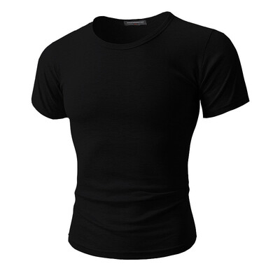 

2018 Summer Mens Round Neck Loose Short Sleeve Korean Cotton Slim T-Shirt Sports Gentleman Top