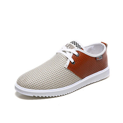 

Men Leisure Dress Leather Mesh Breathable Shoes Loafer Lace Up Board Sneaker