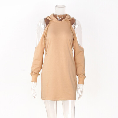 

BURDULLY Womens Hooded Dresses Long Sleeve 2018 Pink Fashion Spring Dresses Casual Mini Straight Dress For Office Working