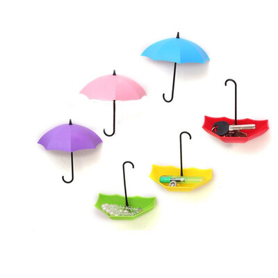 

3pcs Umbrella Shape wall hooks Self Adhesive Door sticker Hook bag Hanger Key holder organizer home decor