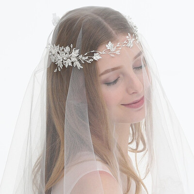 

Jonnafe Silver Leaf Bridal Hair Jewely Headband Pearls Tiara Crown Wedding Accessories Hair Piece For Women Prom