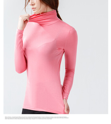 

Canvaus New Women Solid High Collar Modal Long Sleeve T Shirt Undershirt Tops