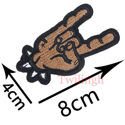 

1Pcs Gesture Hand Patches Iron On Embroidered Patch Applique Sewing Fabric Repair Clothes Patch Stickers Garment DIY Accessories