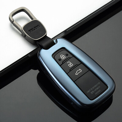 

Di Galen 18 Toyota New Camry Key Bag Prado Key Set Metal Case Car Keychain Refit Mens Female Charm Blue Leather Keychain