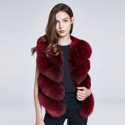 

real Fox fur vest lady winter coat fur coat natural fox fur jacket high quality fur generous warm v neck vest 2018 new