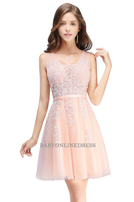 

Multi Color Embroidery Lace Short Evening Dress Sexy Chiffon Homecoming Dresses
