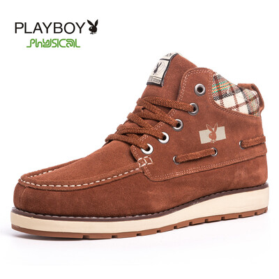 

PLAYBOY brand England style,Fashionable,Middle-top boots,Lacing,Work,Thermal,High-top,Snow boots,Men's shoes