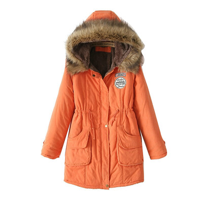 

Winter Women Military Jacket Fleece Fur Hooded Long Coat Lining Parka Outwear