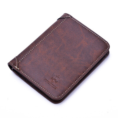 

Retro Tri-fold Mens Short Wallet Simple Mens Large Capacity Soft Leather Wallet