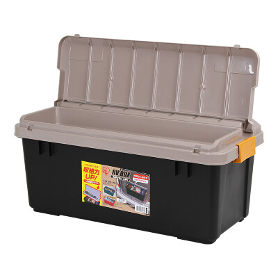 

Alice IRIS car storage box storage box storage box RVBOX800 double cover with partition thickening 60L earth yellow black