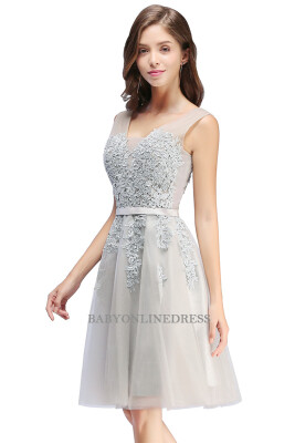 

Multi Color Embroidery Lace Short Evening Dress Sexy Chiffon Homecoming Dresses