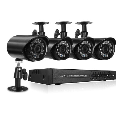 

4CH 1080P Hybrid NVR AHD TVI CVI DVR 5in1 Digital Video Recorder 4x720P OutdoorIndoor Infrared Bullet Camera 4x60ft Cable