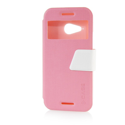 

MOONCASE View Window Leather Side Flip Pouch Ultra Slim Shell Back ЧЕХОЛ ДЛЯ HTC One Mini 2 (M8 Mini) Pink