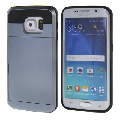 

MOONCASE ЧЕХОЛ ДЛЯ Samsung Galaxy S6 Edge Soft Silicone Gel TPU Skin With Card Holder Protective Grey