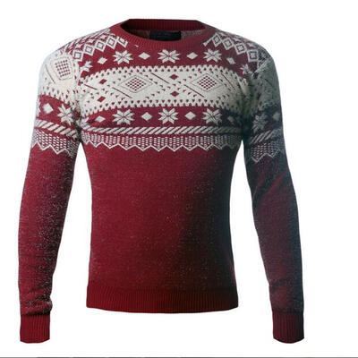 

Zogaa New Mens Sweaters National Pattern Round Collar