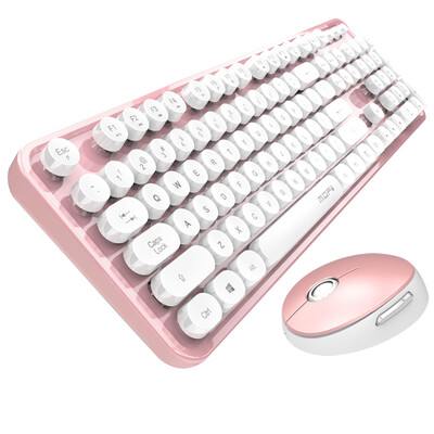 

Mofii Mofii sweet wireless keyboard&mouse set retro steampunk computer notebook chocolate office mouse white pink