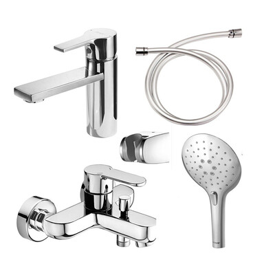 

BALLON BRAVAT F00436CP Wind Series Full Copper Basin Faucet Fixed Base Handheld Bathtub Faucet Set