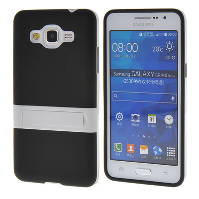 

MOONCASE Jelly Color Silicone Gel TPU Skin Slim With Stand Back Case Cover for Samsung Galaxy Grand Prime G5308 Black