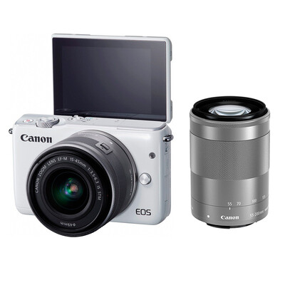 

Canon (Canon) EOS M10 миниатюрный одноголовочный Кит Уайт (EF-M 15-45mm) и (EF-M 55-200mm)