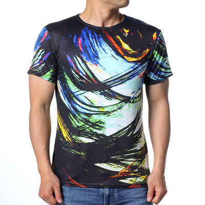 

Mens Fashion Summer Top Printed Slim Fit Short Sleeve Shirt