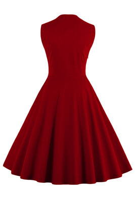 

MisShow 2017 Elegant Summer Dress Women Patchwork 50s 60s Vintage Dress Buttons Sleeveless Plus Size  - 4XL Retro Sundress