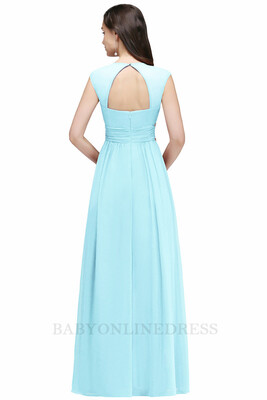 

Scoop Neckline Chiffon Long Evening Dresses Robe De Soiree Beaded Crystal Ruched Formal Women Evening Dresses