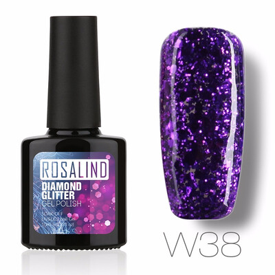

ROSALIND Gel 1S PBlack Bottle 10ML Diamond Glitter W01-29 Gel Nail Polish Semi Permanent Nail Art UV&LED Soak-Off gel lacquer