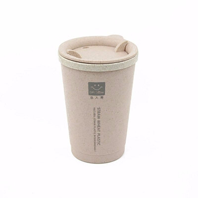 

DIHE Wheat Straw Double Deck Open Cup Convenient Cute Heat Preservation