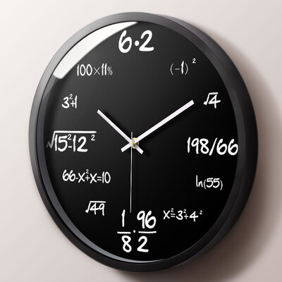 

Momen wall clock new creative fashion living room bedroom living room 14 inch big wall clock English alphanumeric symbol fun wall clock quartz clock 1201B black