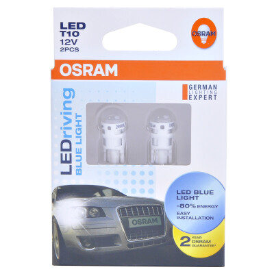 

OSRAM W5W T10 LED headlight display width indicator lamp daytime running light indicator car bulb 2880BL with lens Blu-ray 12V1W 2 sticks