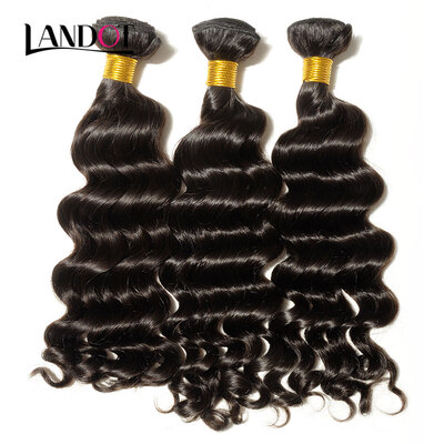

10A Unprocessed Virgin Indian Loose Deep Wave Remy Human Hair Weave 3 Bundles Natural Black Can Bleach 613 60 Color 2 Years Life