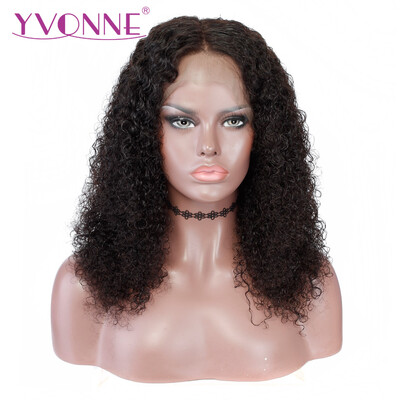 

YVONNE Малайзийский Curly 180% Плотность Человеческие волосы 360 Кружева Фронтальные Парики Предварительно выщипаны с париками для волос для волос для волос