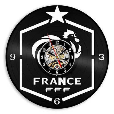 

Настенные часы Французская футбольная команда Виниловые часы с часами Футбольное настенное искусство Домашний декор Футбольный мемориальный подарок