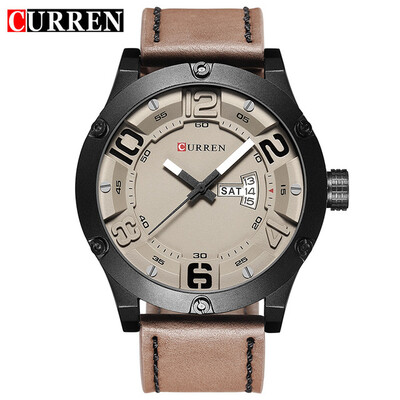 

CURREN 2017 fashion top new Luxury Brand Relogio Masculino week Date diaplay Leather strap Men Sports Watches Quartz Clock 8251