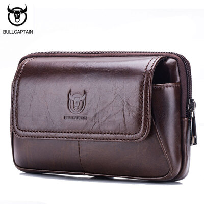 

BULLCAPTAIN Телефон Сигаретный кошелек Fanny Pack Талия Сумка Кожаный Бедро Бум Сумка Сумка Сумка Талии Мужская Сумка Пояс Сумка Горизонтальная