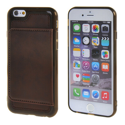 

MOONCASE iPhone 6 Plus (5,5 ") Кожа карты кожи чехол + силиконовый гель ТПУ Тонкий прочный чехол Обложка Темно-коричневый
