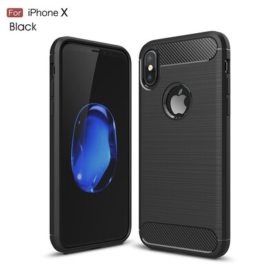

Goowiiz Phone Case For Iphone 78X Fashion Slim Carbon Fiber TPU Soft Silicone Prevent falling