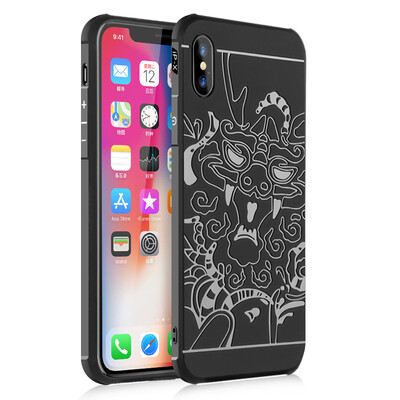 

Goowiiz Phone Case For Iphone 78X Carved Dragon Thin Matte soft Silicone Prevent falling