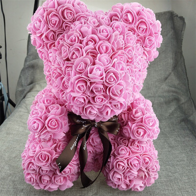 

40 CM high Rose bear Valentines Gift preserved fresh flower romance artificial rose toy of flower Womens Gift flower bear