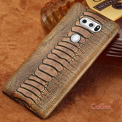 

Genuine Leather Phone Case For LG V30 Case Ostrich Foot Texture For LG G3 G4 Back Cover
