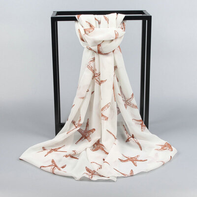 

Guttavalli Fashion Chiffon Animals Print Soft Long Scarf Women Summer Starfish Shawl Skinny Sunscreen Nice Wraps