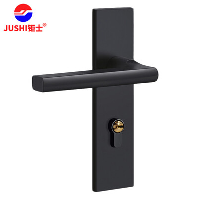 

Gentleman jushi American black space aluminum mute interior bedroom door lock bathroom solid wood door handle J301-8