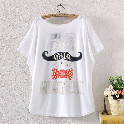 

Vintage Spring Summer Digital Printing Girl Womens Loose Short Batwing Sleeve T-shirt