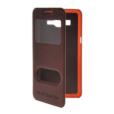 

MOONCASE View Window Leather Side Flip Pouch Stand Shell Back ЧЕХОЛ ДЛЯ Samsung Galaxy Grand Prime G5306W Red