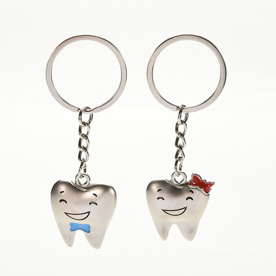 

1 Pair Fad Smiling Tooth Lover Keychain Key Ring Keyfob Girl Boy Creative Gift