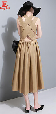 

M L new summer 2018 long dress women sleeveless sexy black white khaki casual slim A line mid calf with striped beach